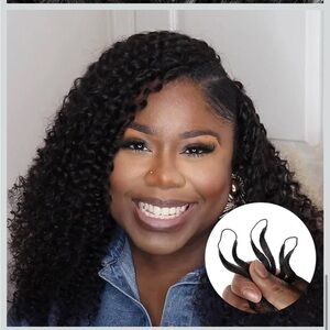 QVR Crochet Human Hair Kinky Curly Pre Looped Natural Black 20 inches 56 Grams